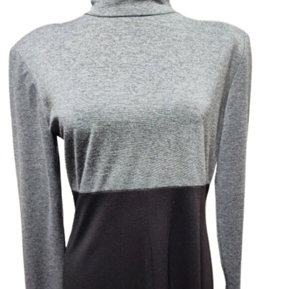 KC Spencer NY Black and Gray Long Sleeve Women's Dress Size 6 Shoulder Pads - Picture 1 of 8